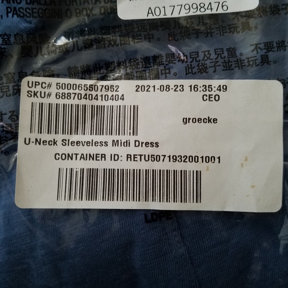 New Never Opened Cornflower Blue. Gap uneck midi cotton dress. new size XL tall - Picture 4 of 4